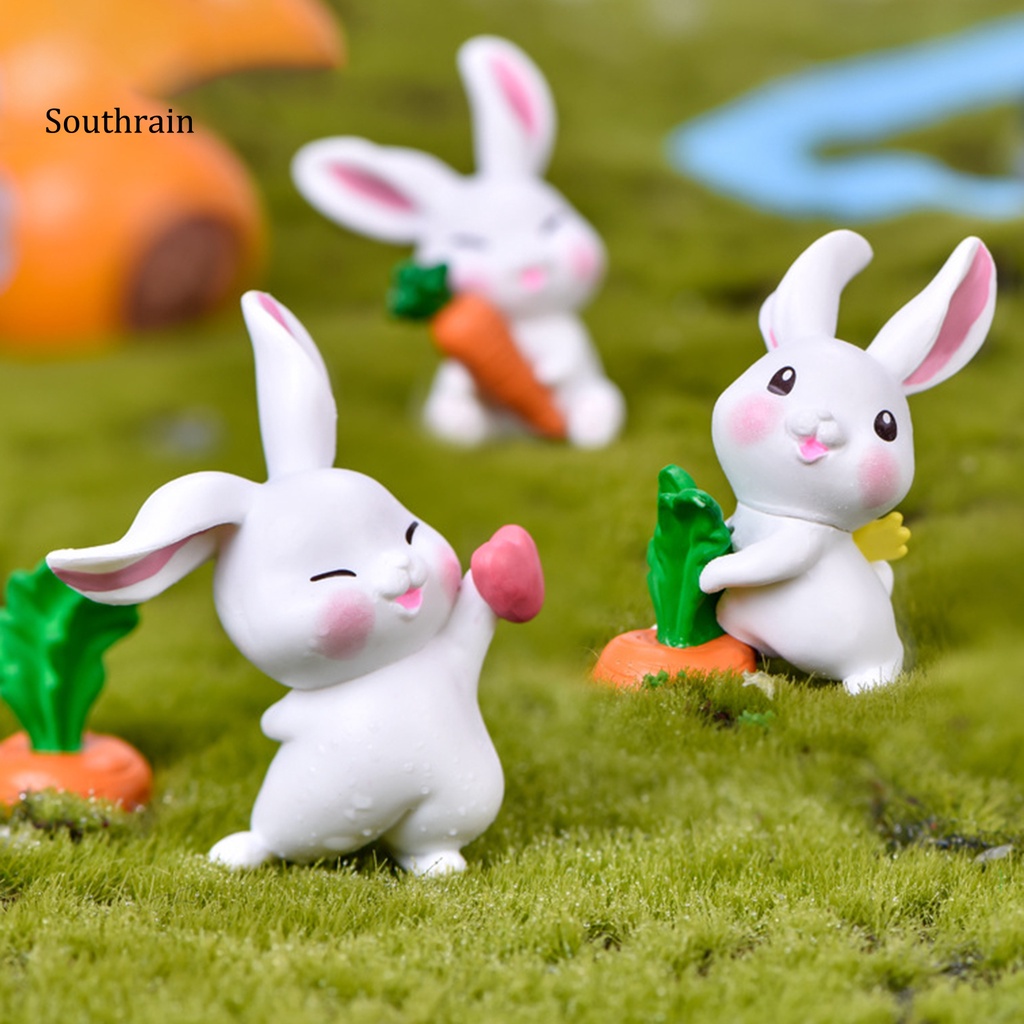 Set 6 Tượng Thỏ Mini Dễ Thương Dùng Để Trang Trí Vườn