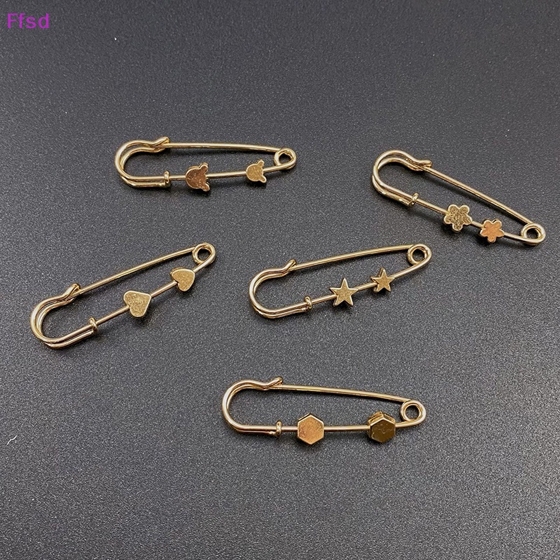 {Ffsd} Trâm Cài Áo Bằng Hợp Kim Hình Lục Giác / Gấu Ngôi Sao Màu Vàng Kim Cố Định Chống Ánh Sáng Đơn Giản * Hàng