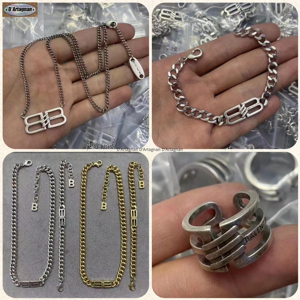 'TOP'BB Icon Necklace Bracelet Ring Cổ Bạc Vàng Kim Loại Đồng Mạ Vàng Với Thép Ấn Hàn Quốc 2023 Mới Tái Tạo Không Làm Mất Màu Nam Nữ Phổ Thông Phong Cách Cặp Đôi
