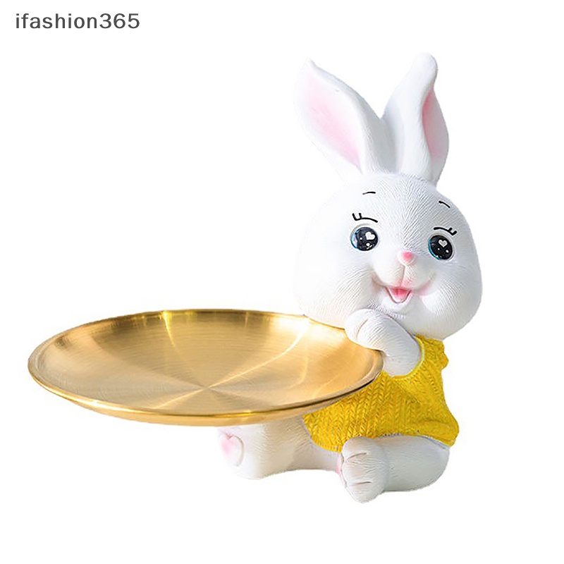 Khay Đựng Chìa Khóa / Tượng Thỏ Điêu Khắc Thủ Công Để Bàn Trang Trí Phòng Khách / Nhà Cửa ifashion365