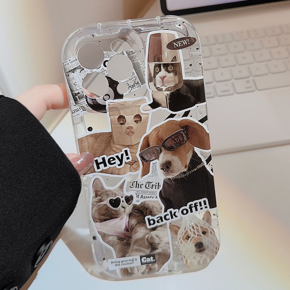 Ốp Điện Thoại TPU Mềm Chống Rơi Họa Tiết Cún Mèo Hoạt Hình Kiểu Retro Cho IPhone 11 14 13 12 Pro Max