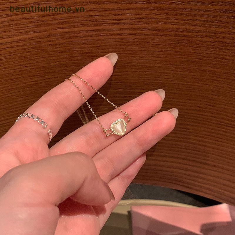 Vòng cổ Mặt Trái Tim Đính Đá Zircon Thời Trang Hàn Quốc Cho Nữ