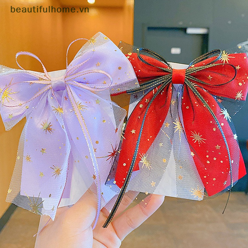 Kẹp Tóc Nơ Lưới Hình Ngôi Sao Phong Cách Lolita Ngọt Ngào Thời Trang Cho Bé Gái