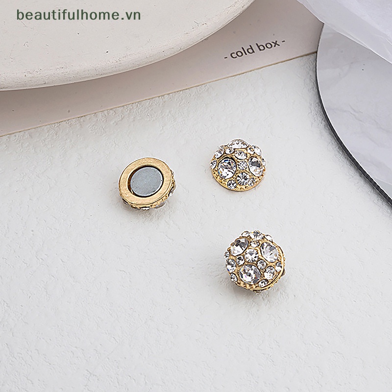 1 / 1 Cặp Bông Tai Nam Châm Đính Đá Zircon Màu Hồng Thiết Kế Thanh Lịch Sáng Tạo Cho Nữ