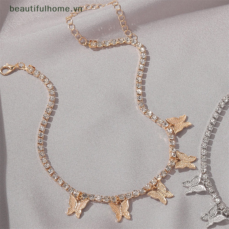 [beautifulhome] Vòng Cổ Choker Vàng Mặt Hình Bướm Đính Đá Cổ Điển Thời Trang Dành Cho Nữ