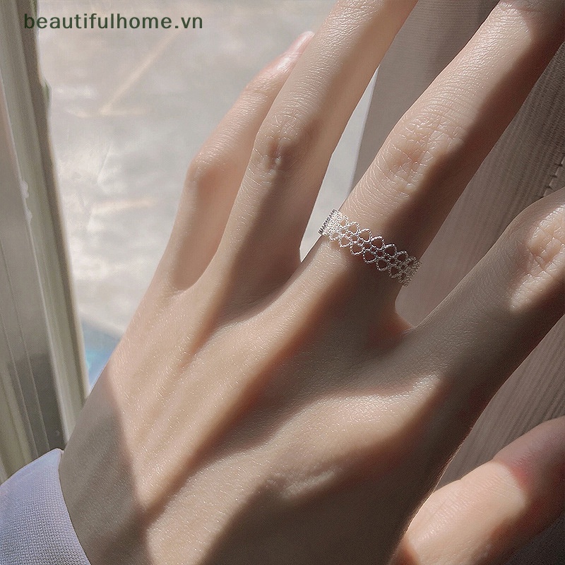[beautifulhome] Nhẫn Hở Hình Trái Tim Rỗng Nhẹ Nhàng Cho Nữ