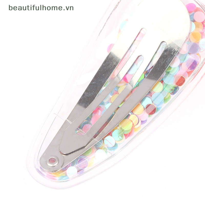 [beautifulhome] Set 5 Kẹp Tóc Mái Bên Họa Tiết Động Vật / Trái Cây / Cát Lún Lấp Lánh Dễ Thương [beauty]