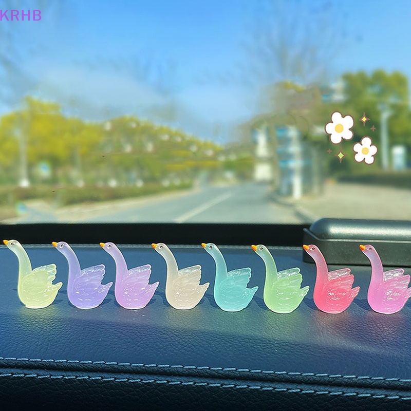 Set 5 Thiên Nga Dạ Quang Mini Bằng Nhựa Resin Trang Trí Xe Hơi / Nhà Cửa DIY Mới