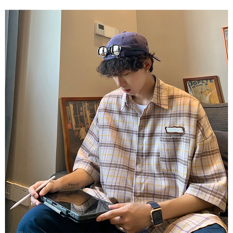 Áo Sơ Mi Tay Ngắn Phong Cách Thời Trang Đường Phố Nhật Bản Mới Cho Nam