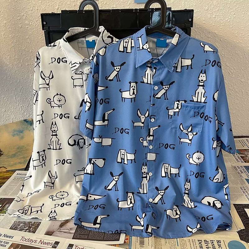 Áo Sơ Mi polo Tay Ngắn Màu Xanh Dương Phong Cách Nhật Bản Thời Trang Mùa Hè Cho Nam