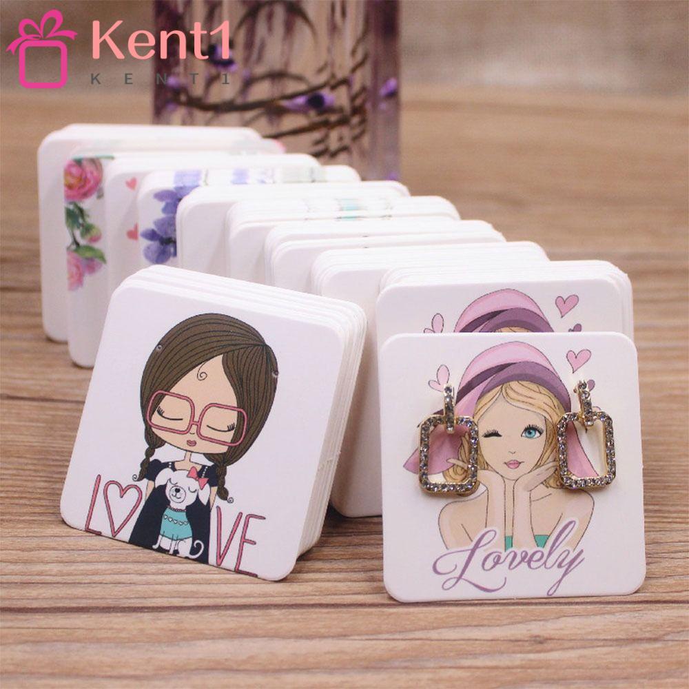 Set 1 / 100 Tấm Thẻ Giấy Kraft Họa Tiết Cô Gái Hoạt Hình Trang Trí Bông Tai DIY