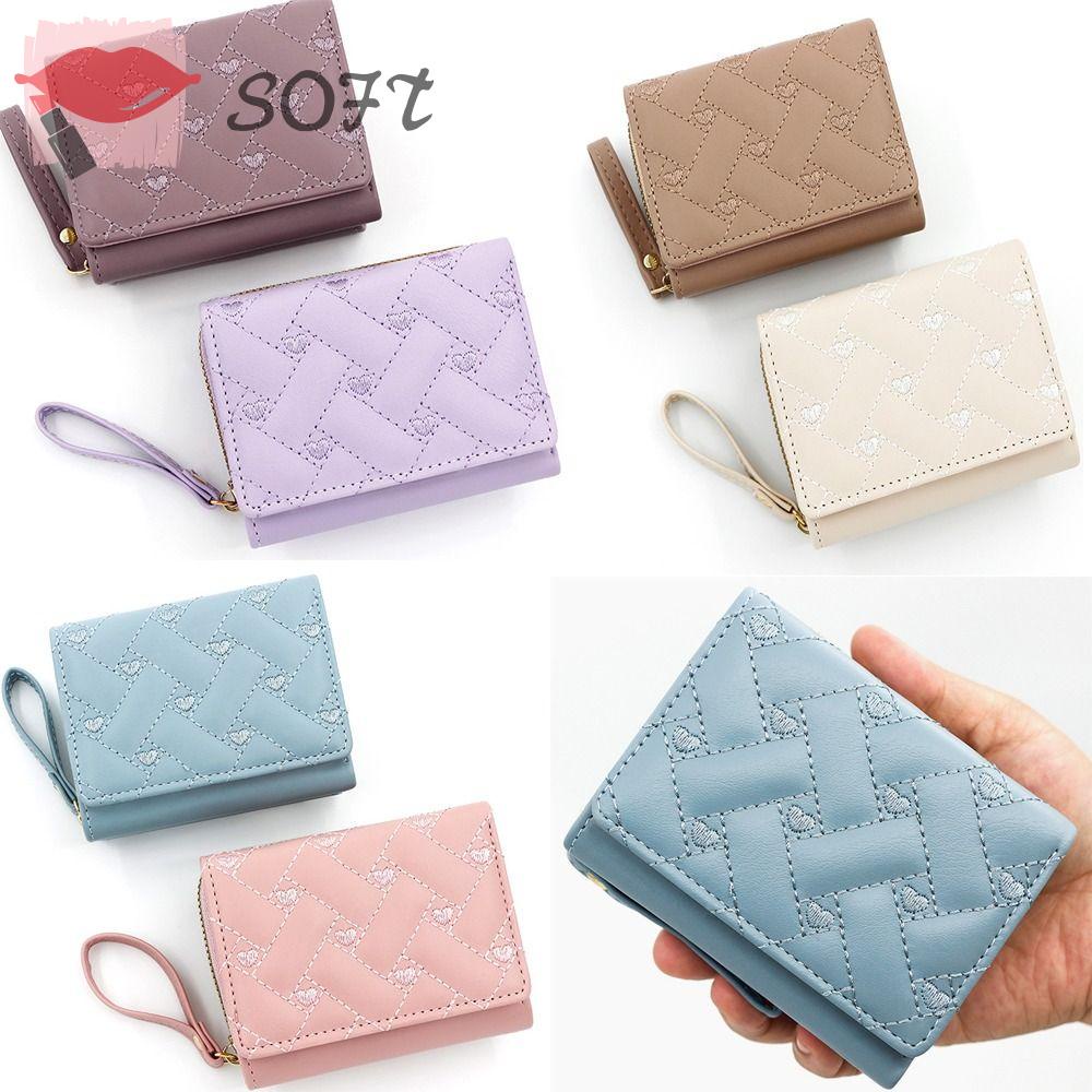 Ví Cầm Tay Thêu Họa Tiết Trái Tim Xinh Xắn Cho Nữ