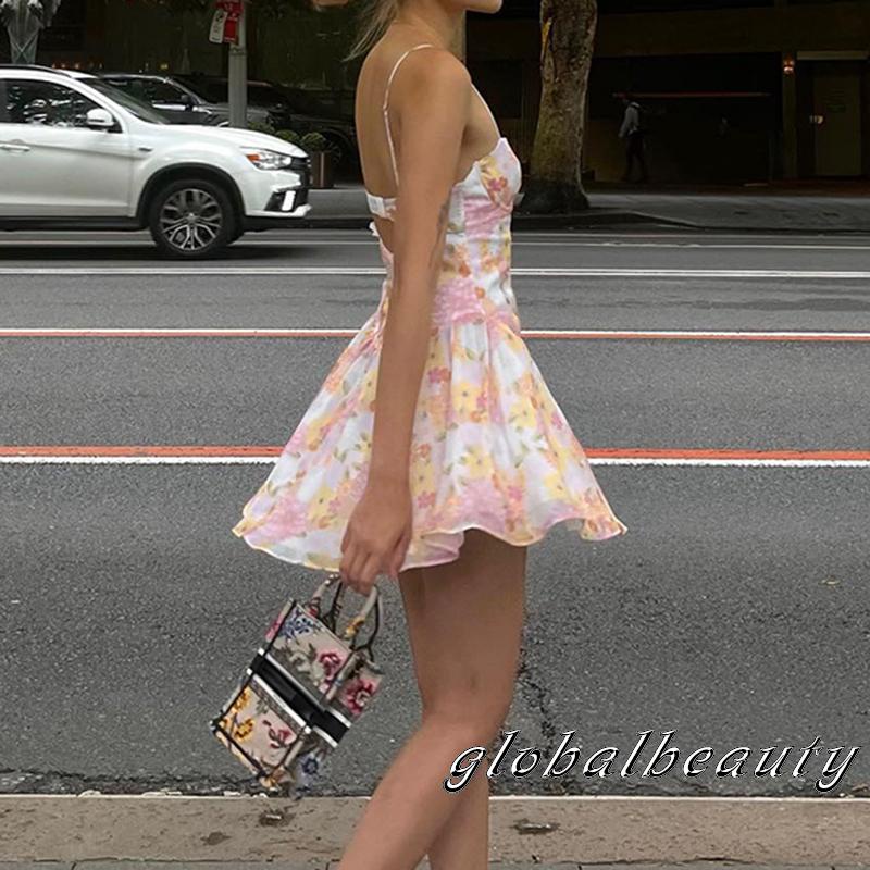 Đầm Hai Dây Hở Lưng Họa Tiết Hoa Thời Trang Mùa Hè Cho Nữ