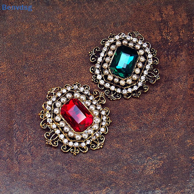 Ghim Cài Áo Hình Vuông Đính Ngọc Trai Pha Lê Phong Cách Vintage Thời Trang Cho Nữ