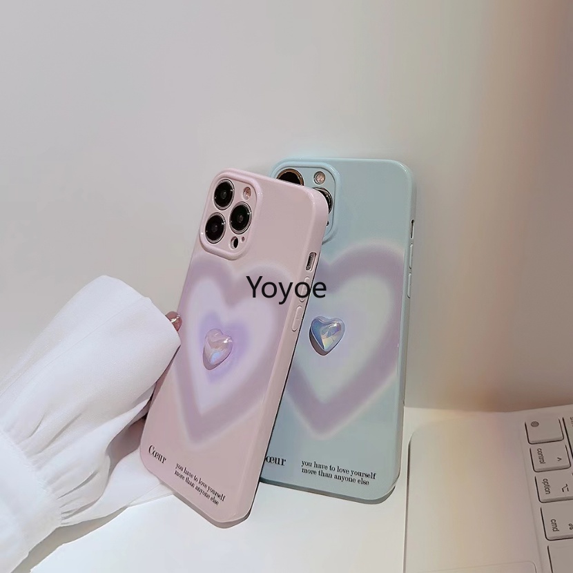 Ốp Điện Thoại Silicon TPU Mềm Chống Sốc Hình Trái Tim 3D Thời Trang Cho iPhone 14 13 12 11 Pro Max X XR XS Max 7 8 Plus