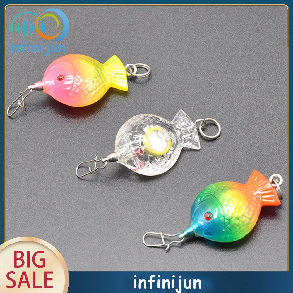 Mồi Câu Cá Giả Gắn Đèn LED Nhiều Màu Xoay 360 Độ