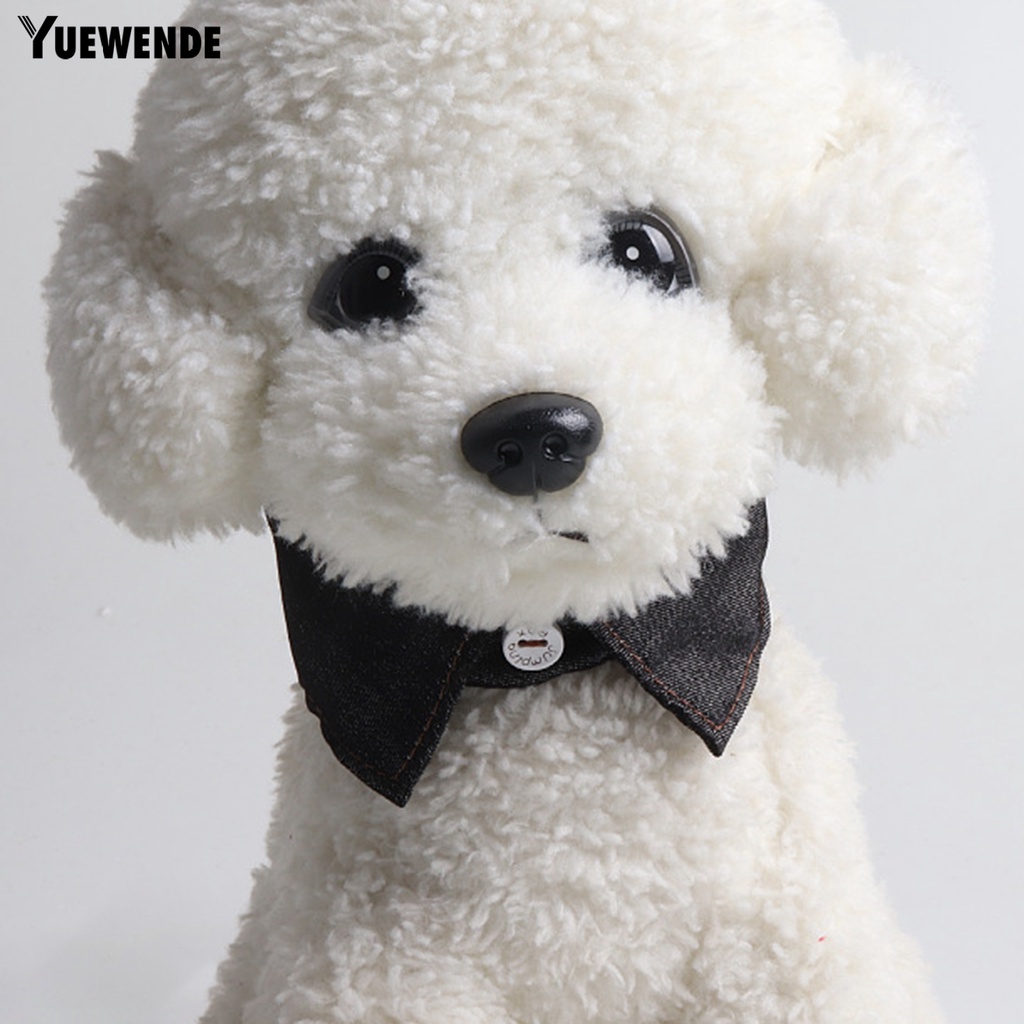 Yq.e Vòng Cổ Thắt Nơ Họa Tiết Kẻ Sọc Có Thể Điều Chỉnh Vải Denim Mềm Thoải Mái Có Chuông Cho Chó Mèo Sành Điệu Cho Đám Cưới