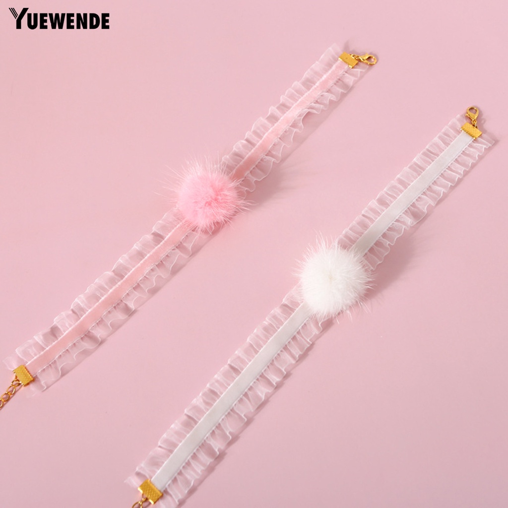 Yq.e Vòng Cổ Phối Lông Nhung Co Giãn Tốt Trang Trí Vòng Cổ Cho Mèo Cưng