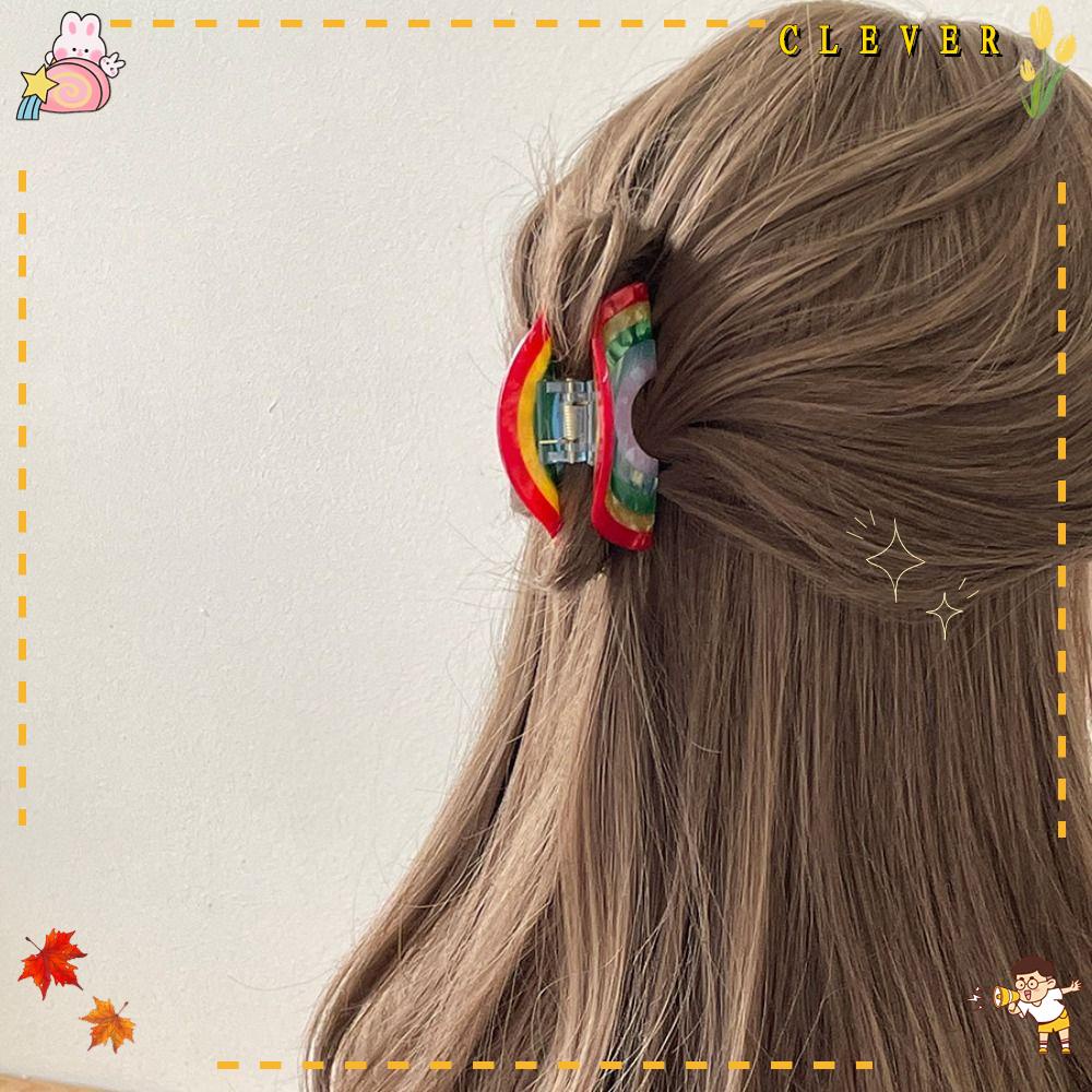 Kẹp Tóc Càng Cua Axit Acetic Màu Cầu Vồng Thanh Lịch Cho Nữ