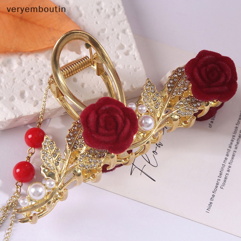 Kẹp Tóc Đính Đá Hình Hoa Hồng Thời Trang Cho Nữ