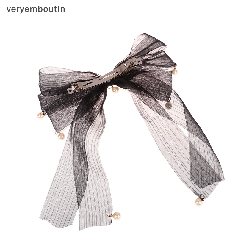 Kẹp Tóc Nơ Màu Trắng Đen Thời Trang Mùa Xuân Cho Nữ