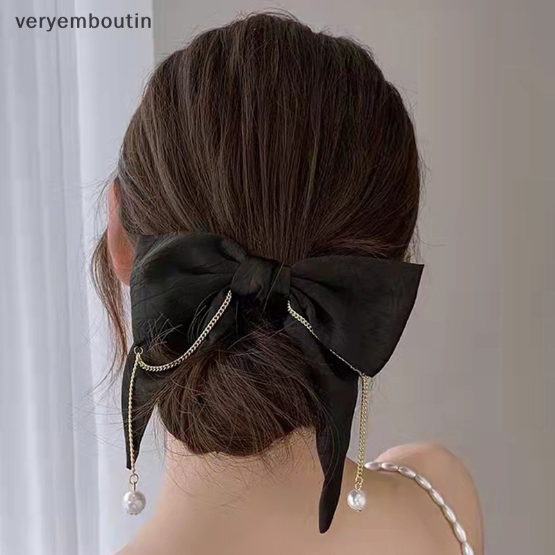 Kẹp Tóc Nơ Đính Ngọc Trai Thời Trang Cho Nữ