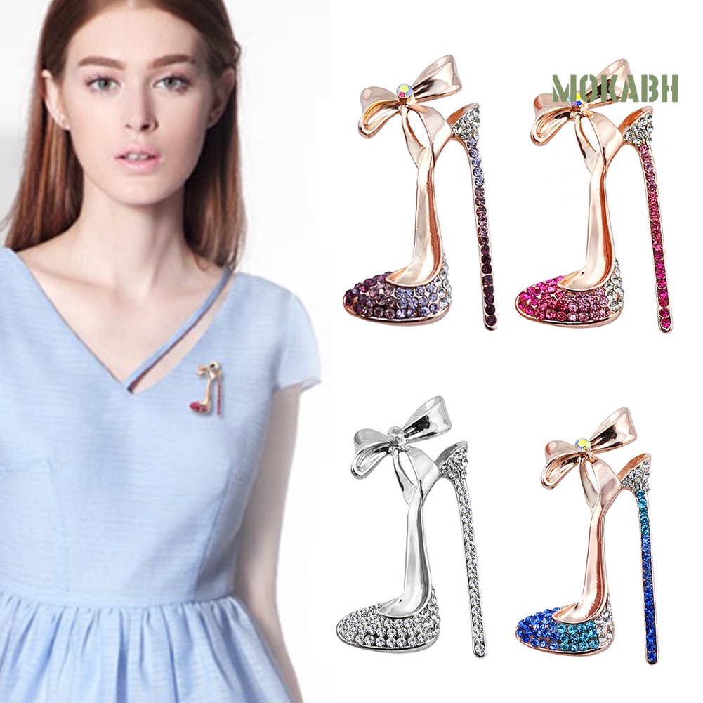 Ghim Cài Áo Hình Giày Cao Gót Đính Đá Thời Trang Cho Nữ