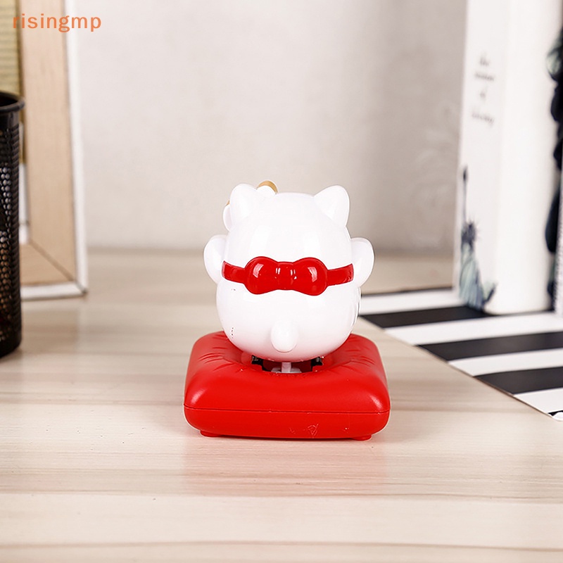 [risingmp] Tượng Mèo May Mắn Hoạt Hình Sử Dụng Năng Lượng Mặt Trời Trang Trí Bảng Điều Khiể