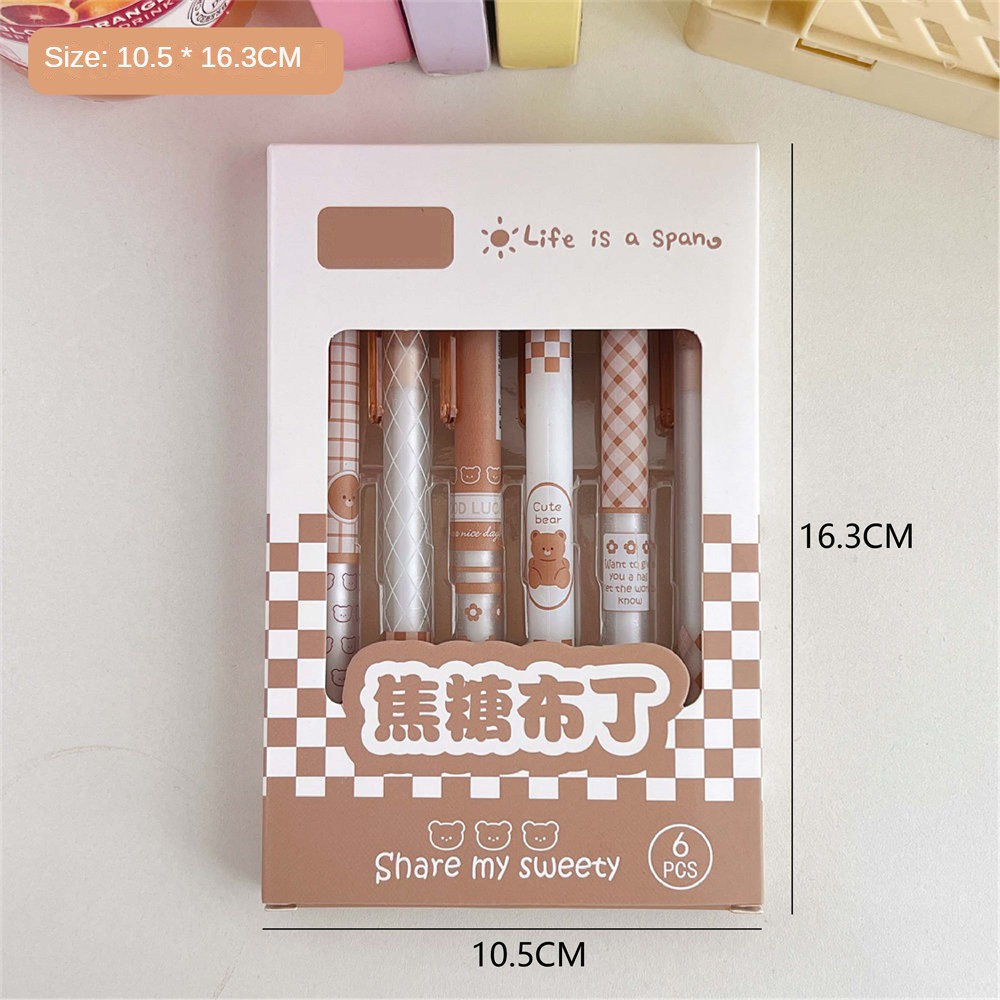 6 Cái/bộ Bấm Đen Bút Bi Dễ Thương Và Giá Trị Cao Viết Nhanh Khô 0.5Mm Bút Chì Bi Văn Phòng Học Sinh Đồ Dùng Văn Phòng Phẩm.