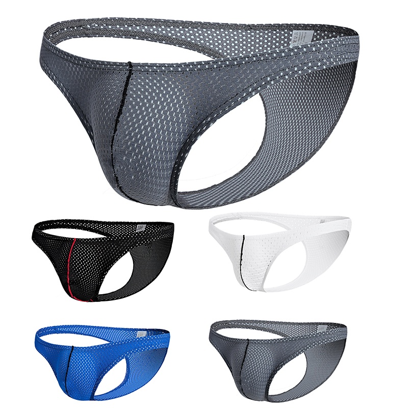 Quần Lót Tam Giác Ôm Sát Phối Lưới Không Đường May Co Giãn Màu Đen / Trắng / Xám / Xanh Dương Cho Nam