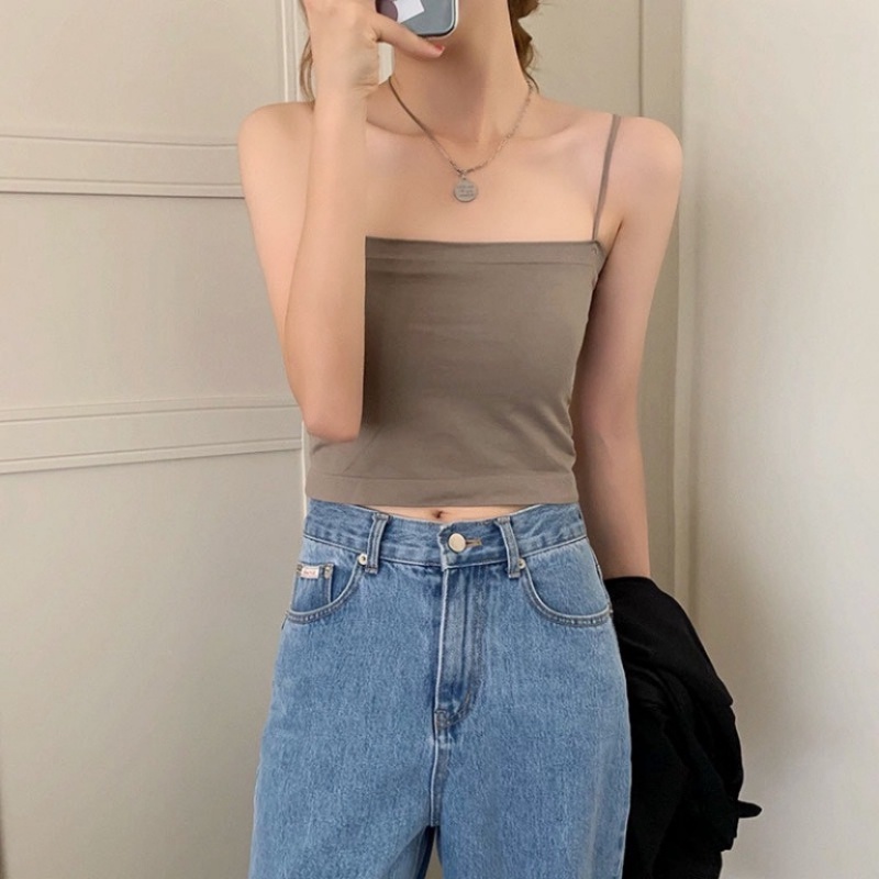 Áo Ngực Cotton Siêu Co Giãn Có Đệm Ngực - Women's Strap Tops With Chest Pads Cotton