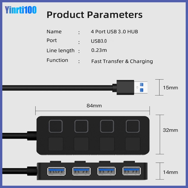 Bộ Chia 4 Cổng Usb 3.0 Đa Cổng Cho Laptop