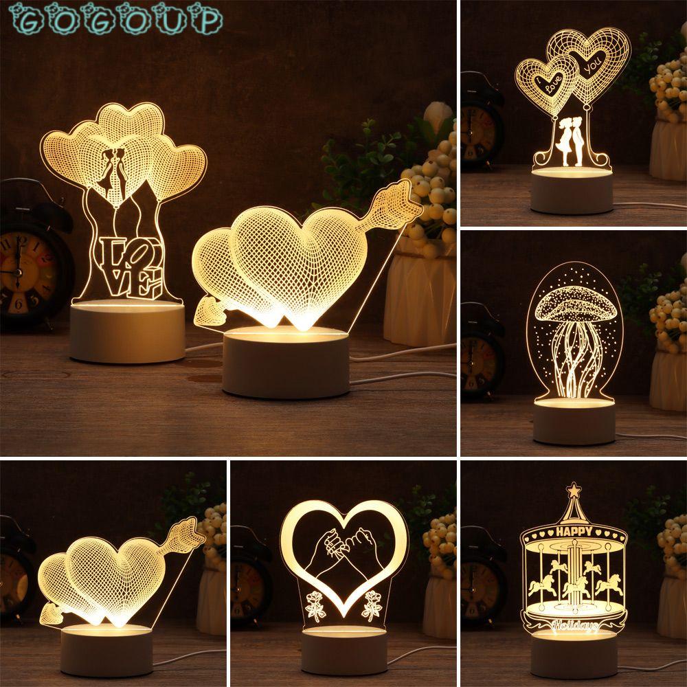 Đèn LED 3D Bằng Acrylic Dễ Thương Dùng Trang Trí Nhà Cửa / Dịp Valentine