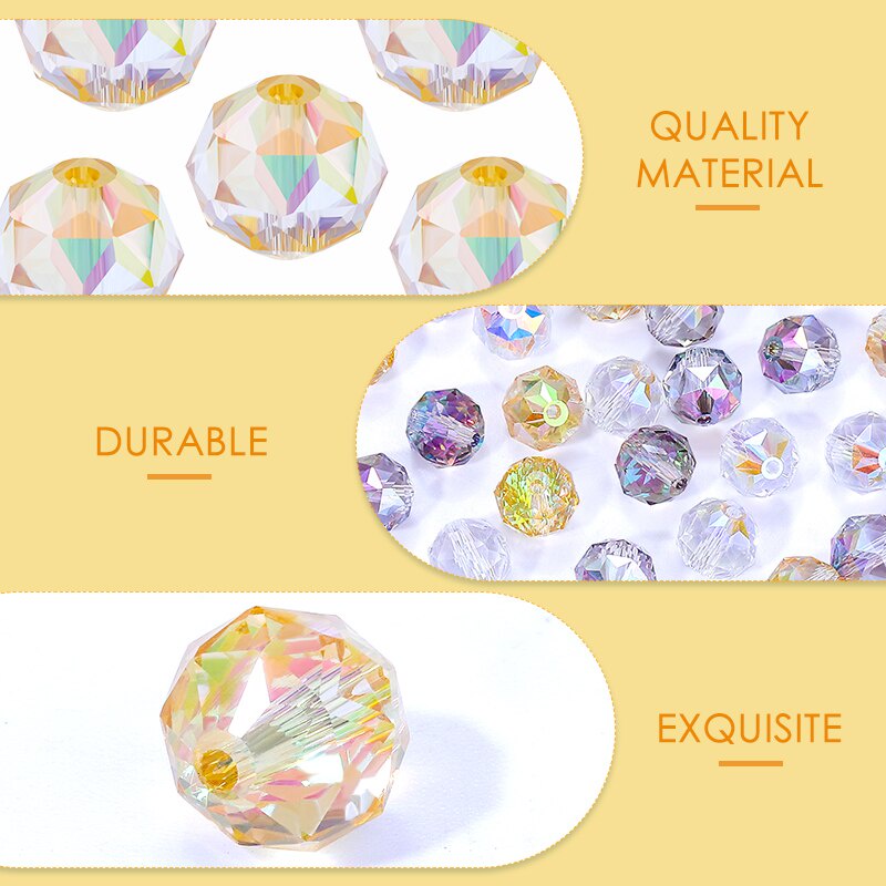 Set 50 Hạt Thủy Tinh Tròn 8mm / 10mm Làm Trang Sức Thủ Công DIY