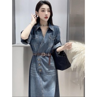Đầm Denim Xẻ Tà Cao Cấp Thời Trang Mùa Hè 2023 Sang Trọng Cho Nữ
