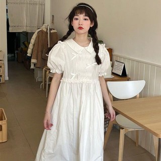 babydoll váy Đầm Dáng Rộng Cổ Búp Bê Màu Trơn Phong Cách Nhật Bản Thời Trang Mùa Hè Mới Cho Nữ