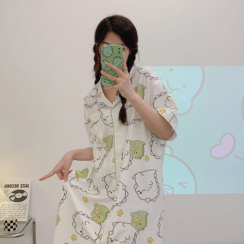 Đồ ngủ Cotton Ngắn Tay Dáng Vừa Phối Lưới Thời Trang Mùa Hè Cho Nữ