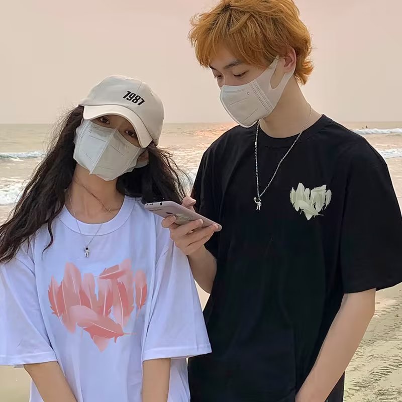 Áo Thun Đôi Bigsize Vải Cotton Áo Phông Đôi Thời Trang Hàn Quốc Simple Harajuku Áo Phông Nữ Form Rộng