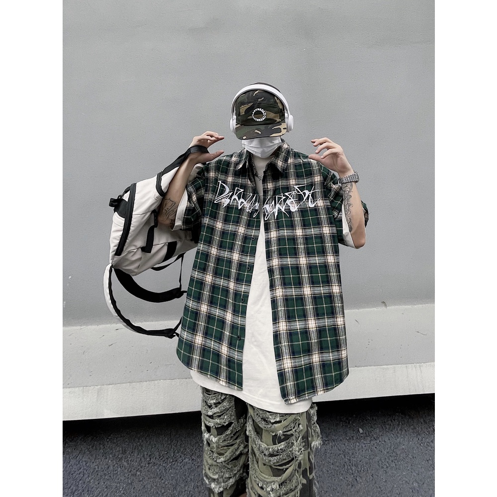 Áo Sơ Mi Ngắn Tay Dáng Rộng Thêu Chữ Thời Trang Mùa Hè Dành Cho Nam