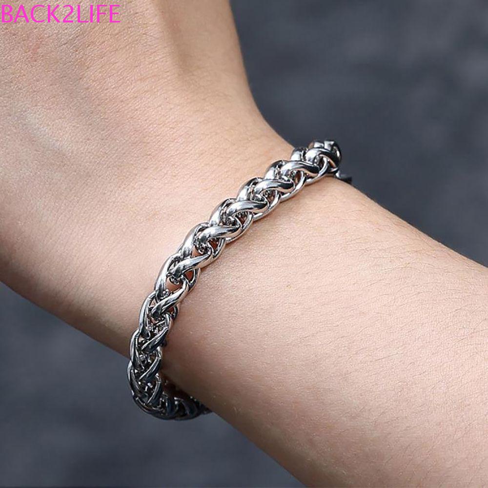 Vòng Tay Dây Xích Bằng Thép Không Gỉ Kiểu Hàn Quốc Cổ Điển Cho Nam &amp; Nữ Back2Li