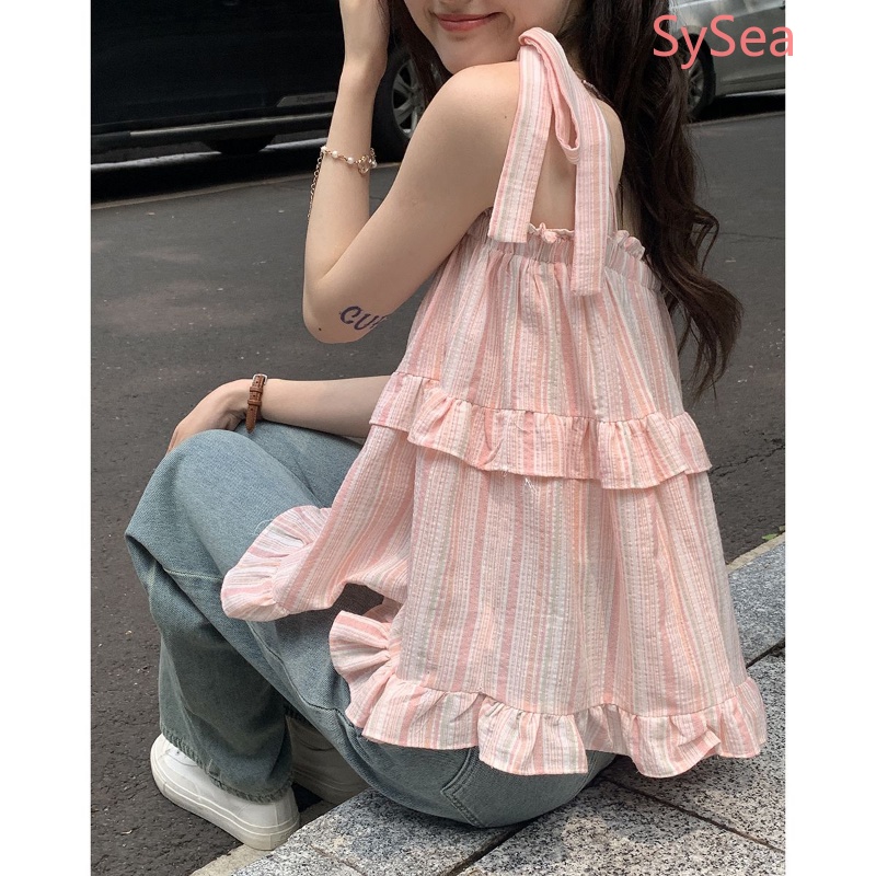 Áo Hai Dây Họa Tiết Kẻ Sọc Thời Trang Mùa Hè Cho Nữ