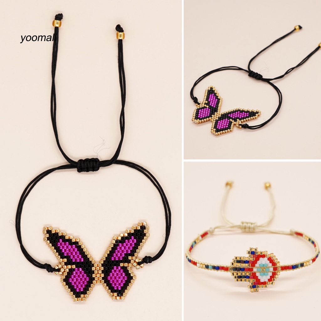 Yo / Vòng Đeo Tay Xỏ Hạt Hình Học Thủ Công Có Thể Điều Chỉnh Trang Trí Tinh Tế Phong Cách Bohemian Dành Cho Nữ