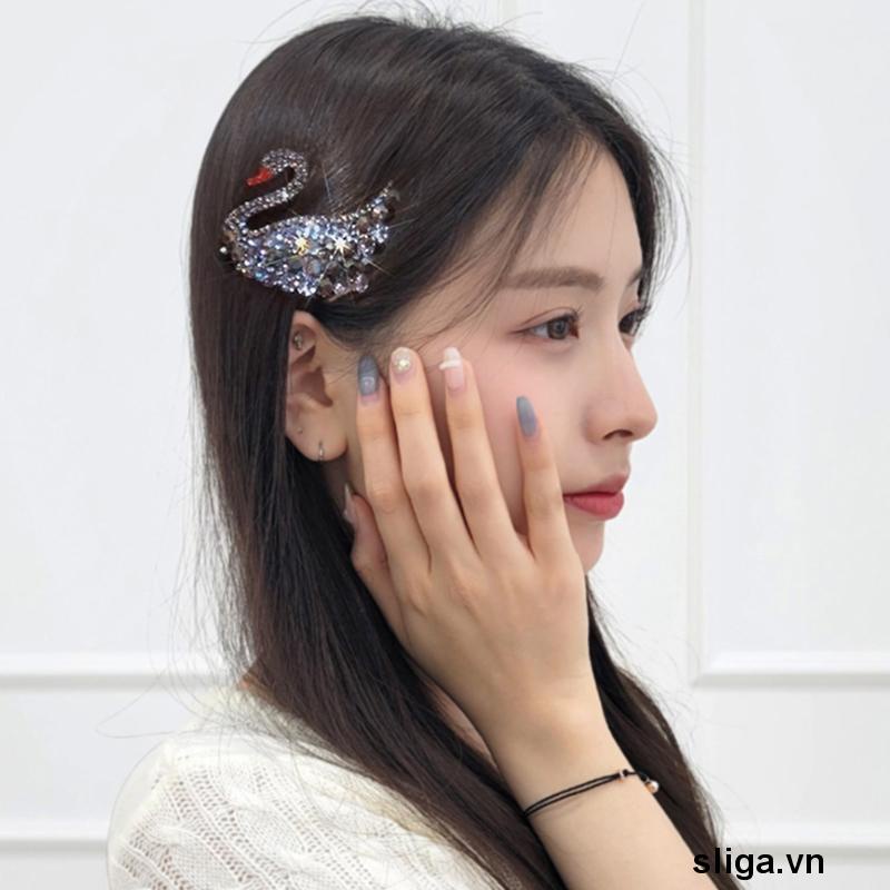 💌💌Kẹp Tóc Đính Đá Hình Thiên Nga Độc Đáo