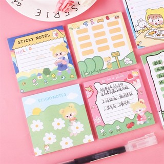 Note ghi chú vuông cô gái và hoa 50 tờ 8x8cm