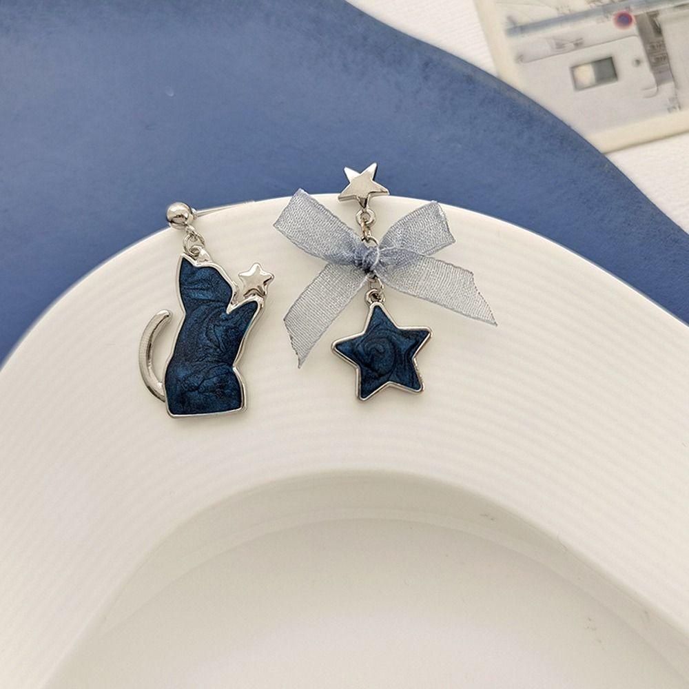 Khuyên Tai Tua Rua Dài Không Đối Xứng Hình Thỏ Hoa Bằng Hợp Kim Cho Nữ