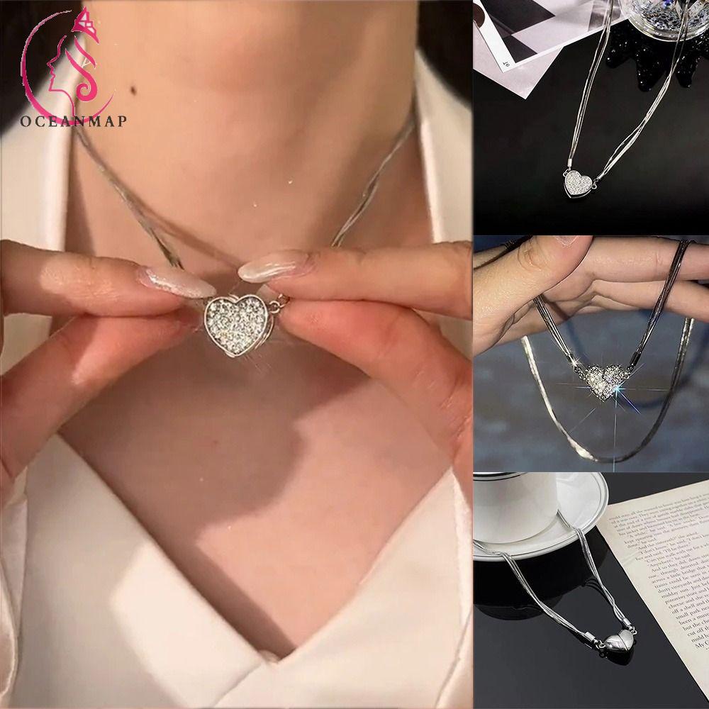 Vòng cổ Thép Titan Mạ Vàng 2K Mặt Trái Tim Dễ Thương Phong Cách Hàn Quốc