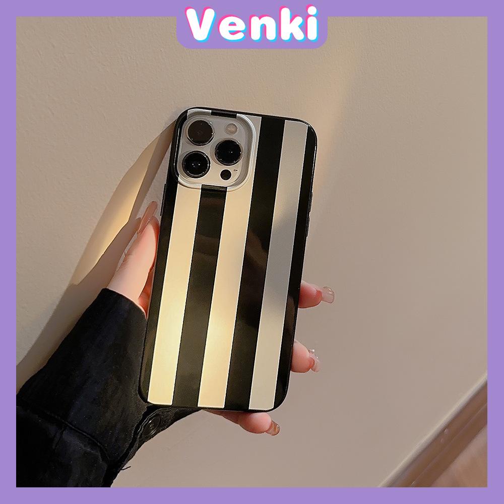 VENKI - Dành Cho iPhone 11 Ốp Lưng iPhone Đen Bóng TPU Mềm Chống Sốc Bảo Vệ Camera Sọc Đen Trắng Đơn Giản Tương Thích Với iPhone 14 13 Pro max 12 Pro Max xr xs max 7 8