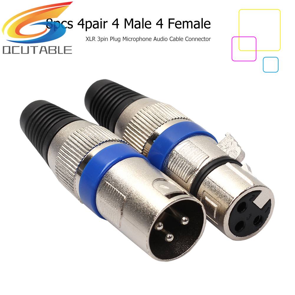 Set 8 Phích Cắm 4 Male 4 Female XLR 3Pin Dành Cho Micro DIY