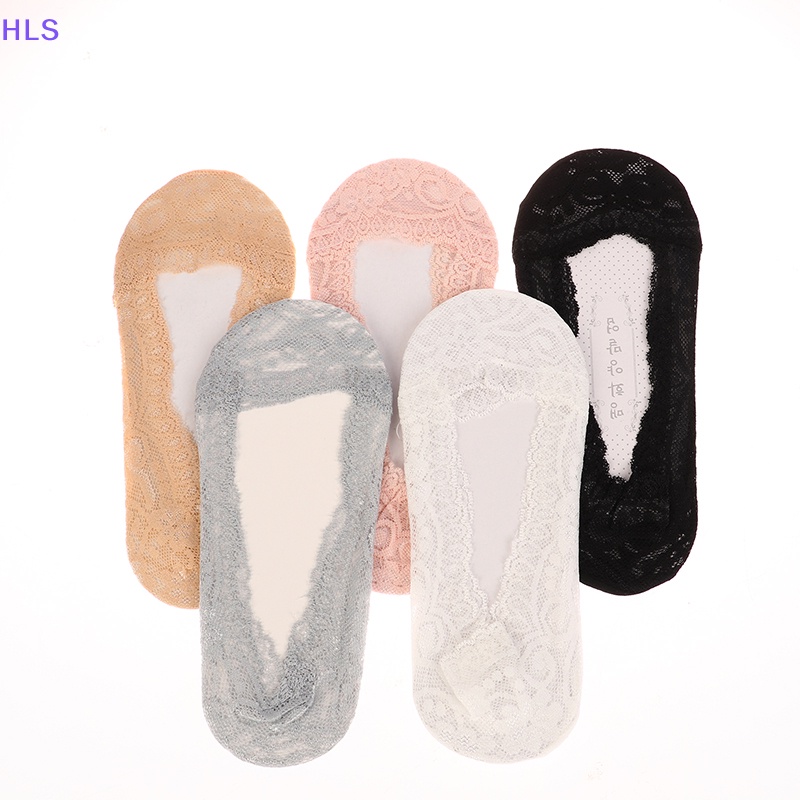 1 Đôi Tất Ren Hoa Cổ Thấp Bằng Silicone Chống Trượt
