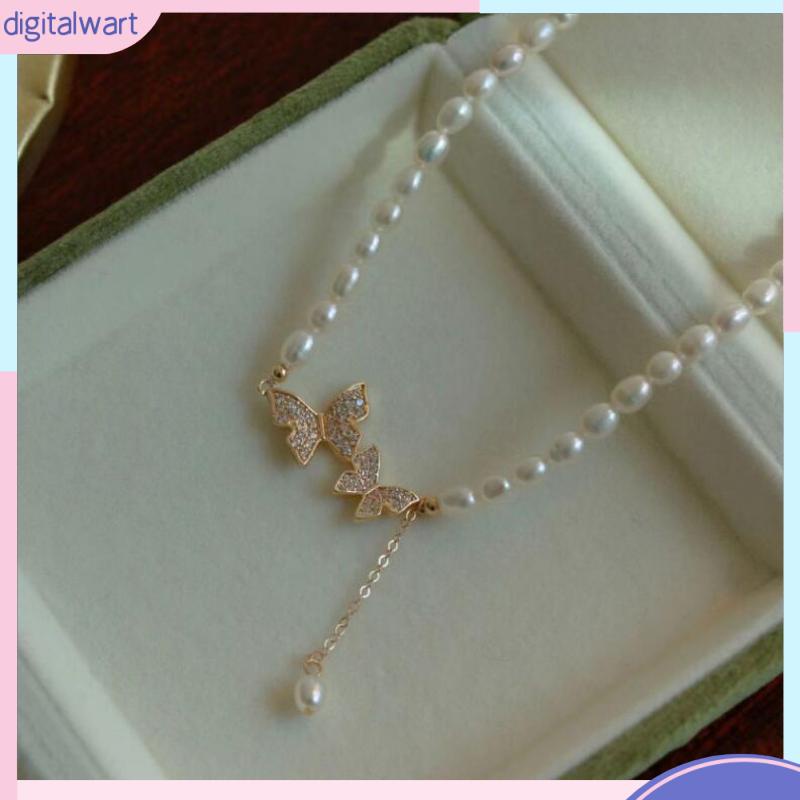 Vòng Cổ Choker Họa Tiết Bướm Đính Ngọc Trai Sang Trọng Thời Trang